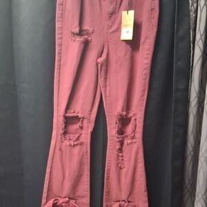 Women's Boot Cut Jeans in Burgundy